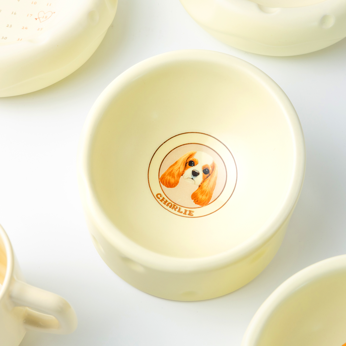 Custom Elevated Cheese Pet Bowl | Personalized Cream Ceramic Cat & Dog Feeder