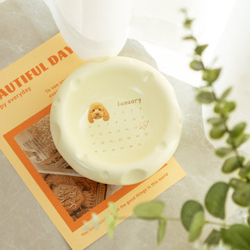 Custom Cheese Low Dish | Personalized Cream Ceramic Low Dish for Cats & Dogs
